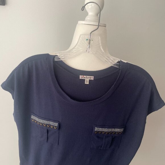 Kiss & Cry Size L (fits like M-L) Navy Blue Women's Top Sleeveless Round Neck - Picture 3 of 3